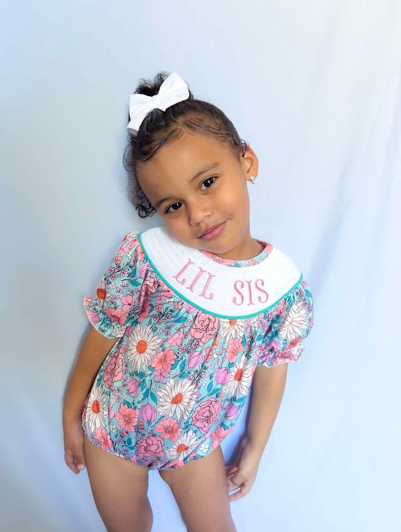 Smocked lil sis romper