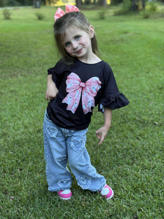 Ghost bow ruffle top