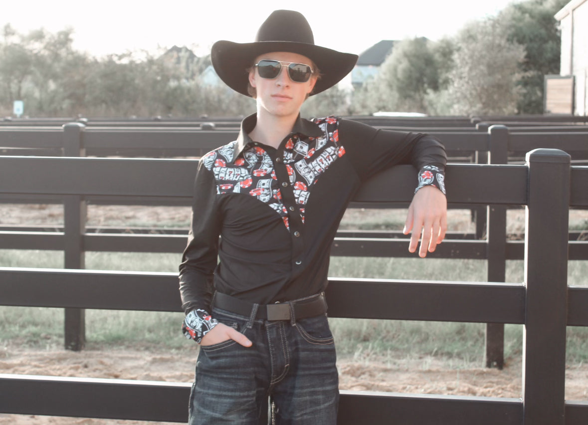 Mens Risky Business Pearl Snap Rodeo Shirt