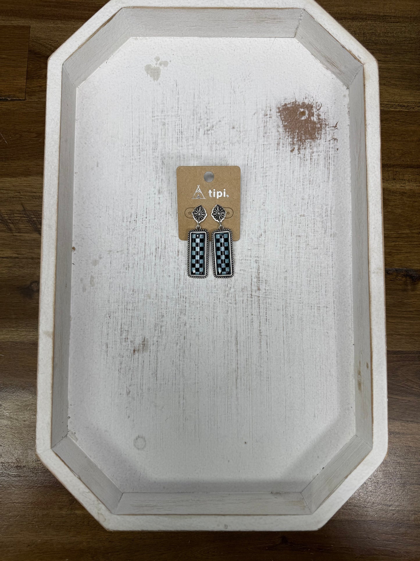 Checkered Bar Earrings (3 colors)