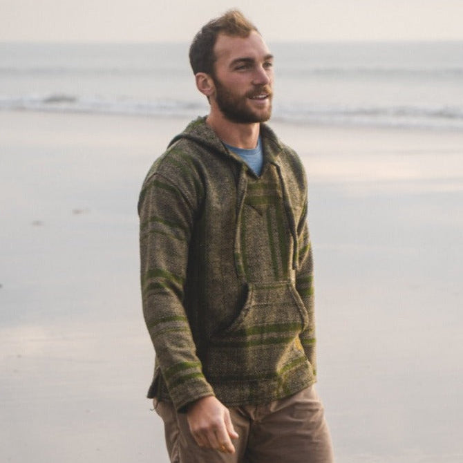 Baja Hoodie Mexican Pullover Sweater - Verda