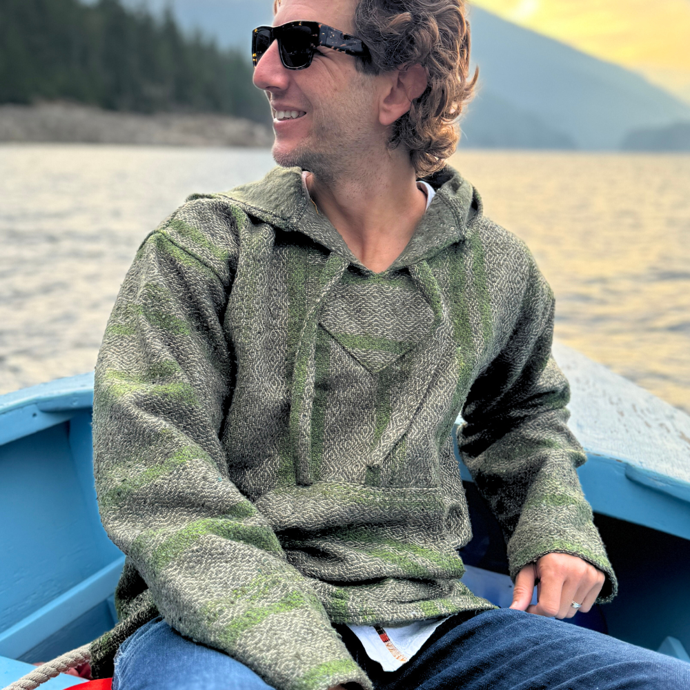 Baja Hoodie Mexican Pullover Sweater - Verda