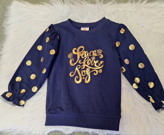 Blue and Gold Long Sleeve Christmas Shirt