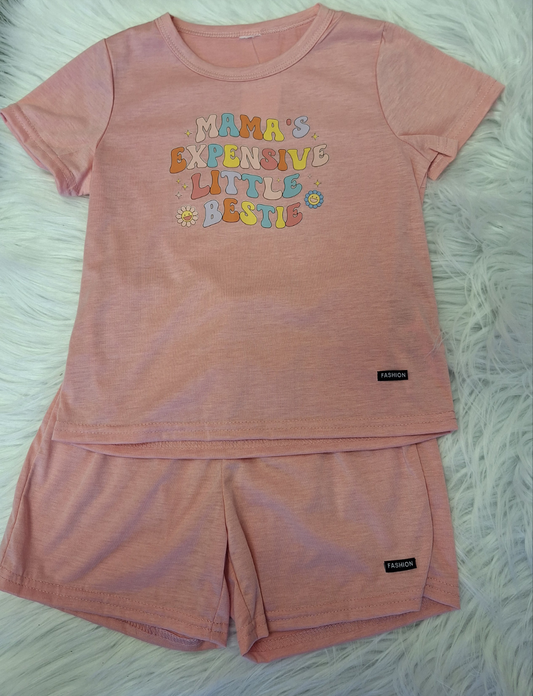 2 PCS Pink Short Set