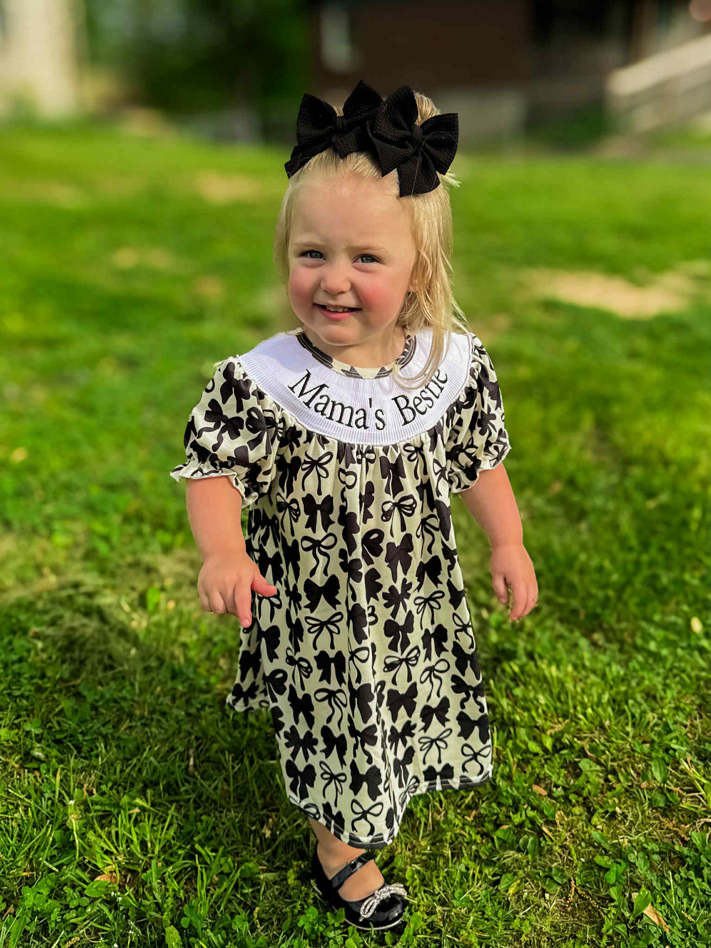 Smocked bows mamas bestie Dress