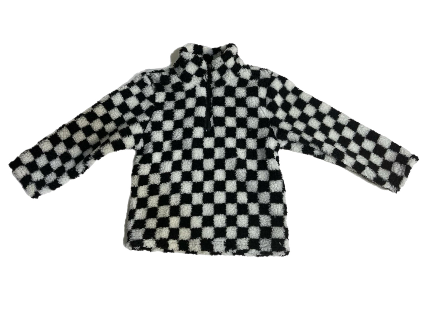 Black checkered print Sherpa