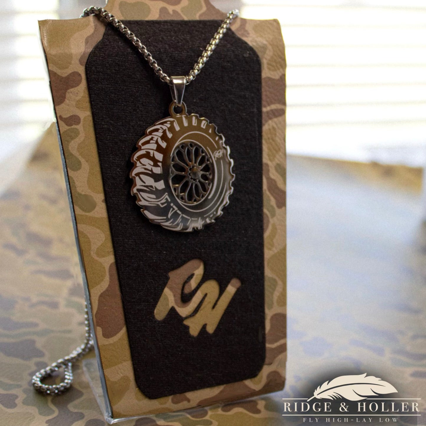 Wheel- Stainless Steel Necklace and Pendant