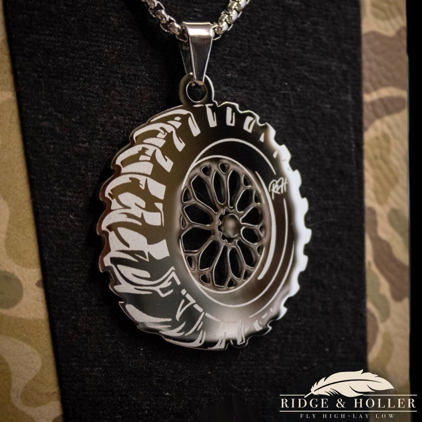 Wheel- Stainless Steel Necklace and Pendant