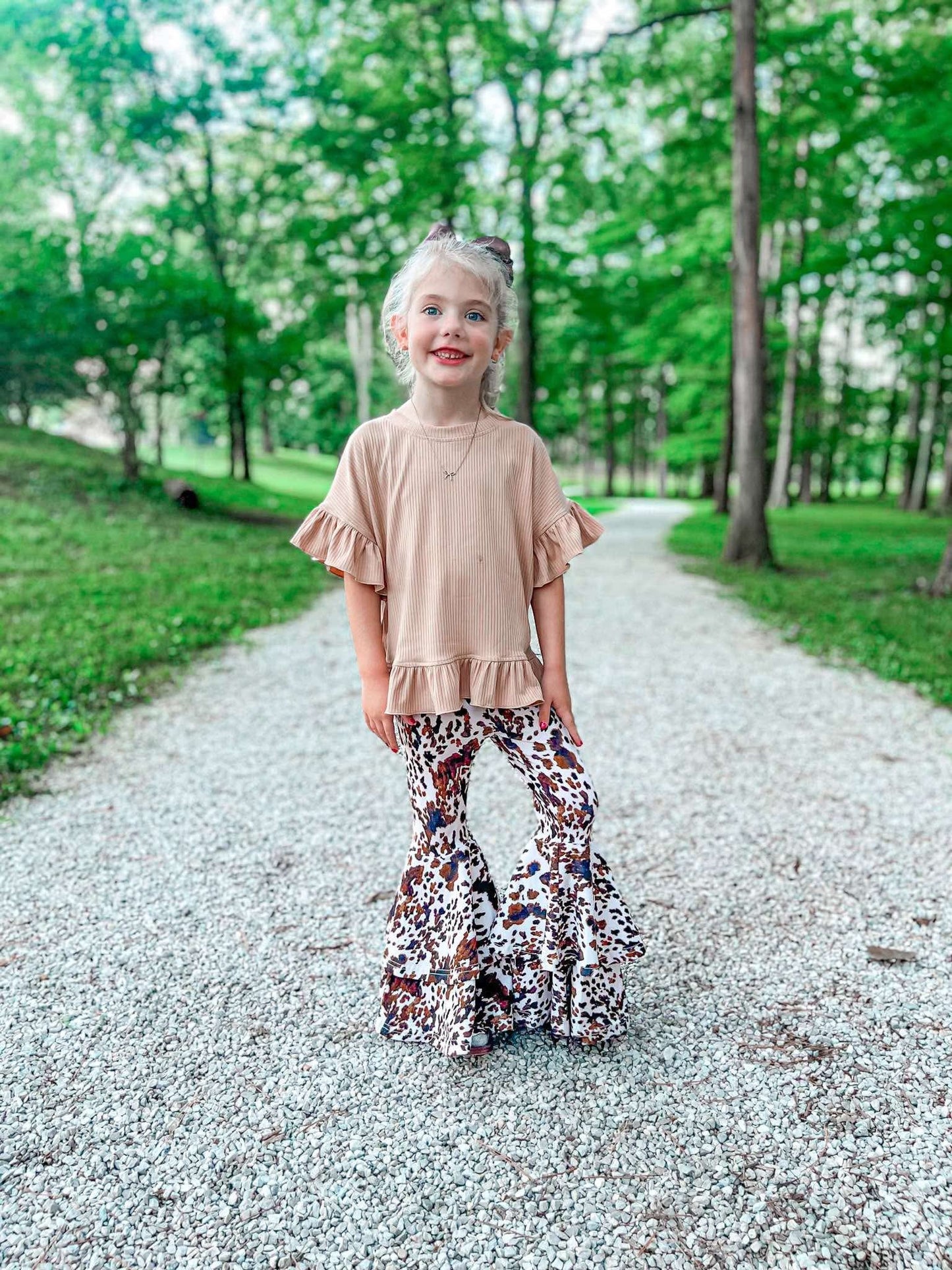 Brown cow double bell bottoms