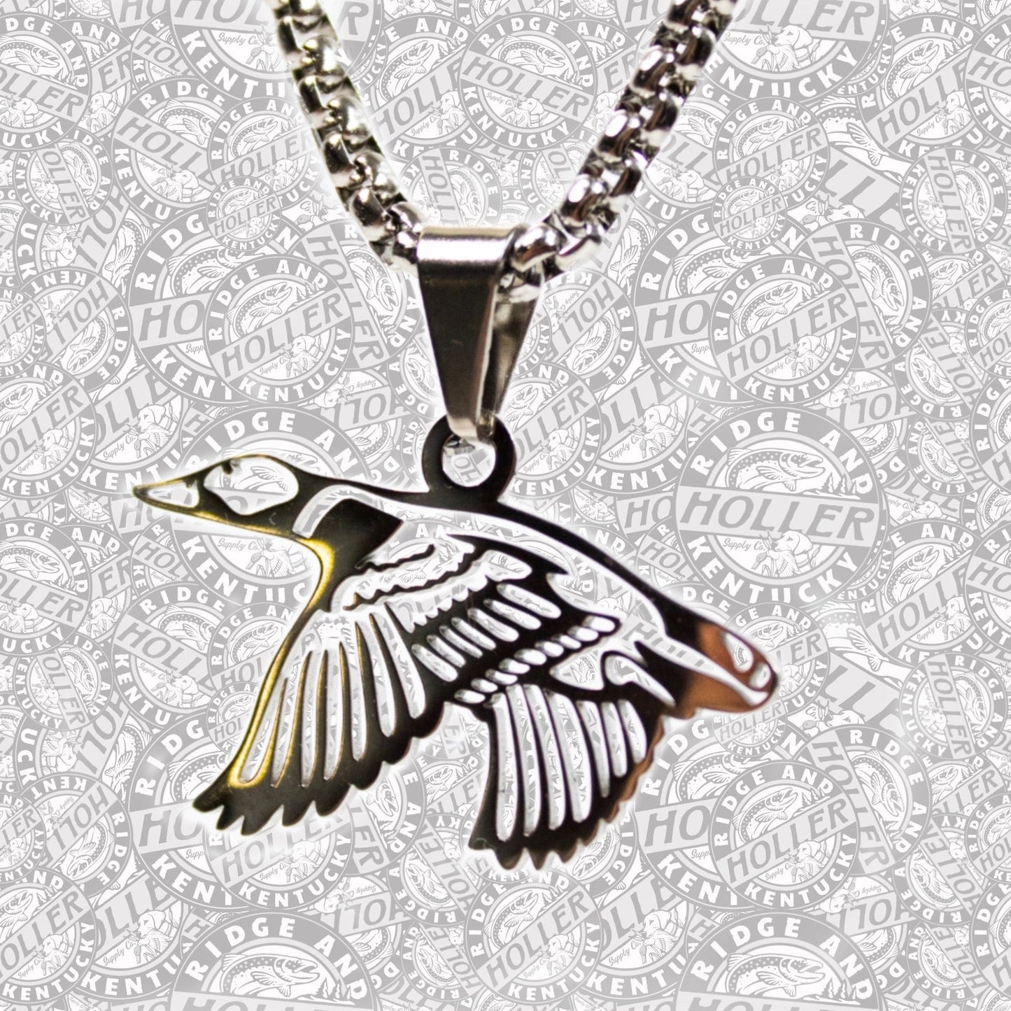 Landing duck- Stainless Steel Necklace and Pendant