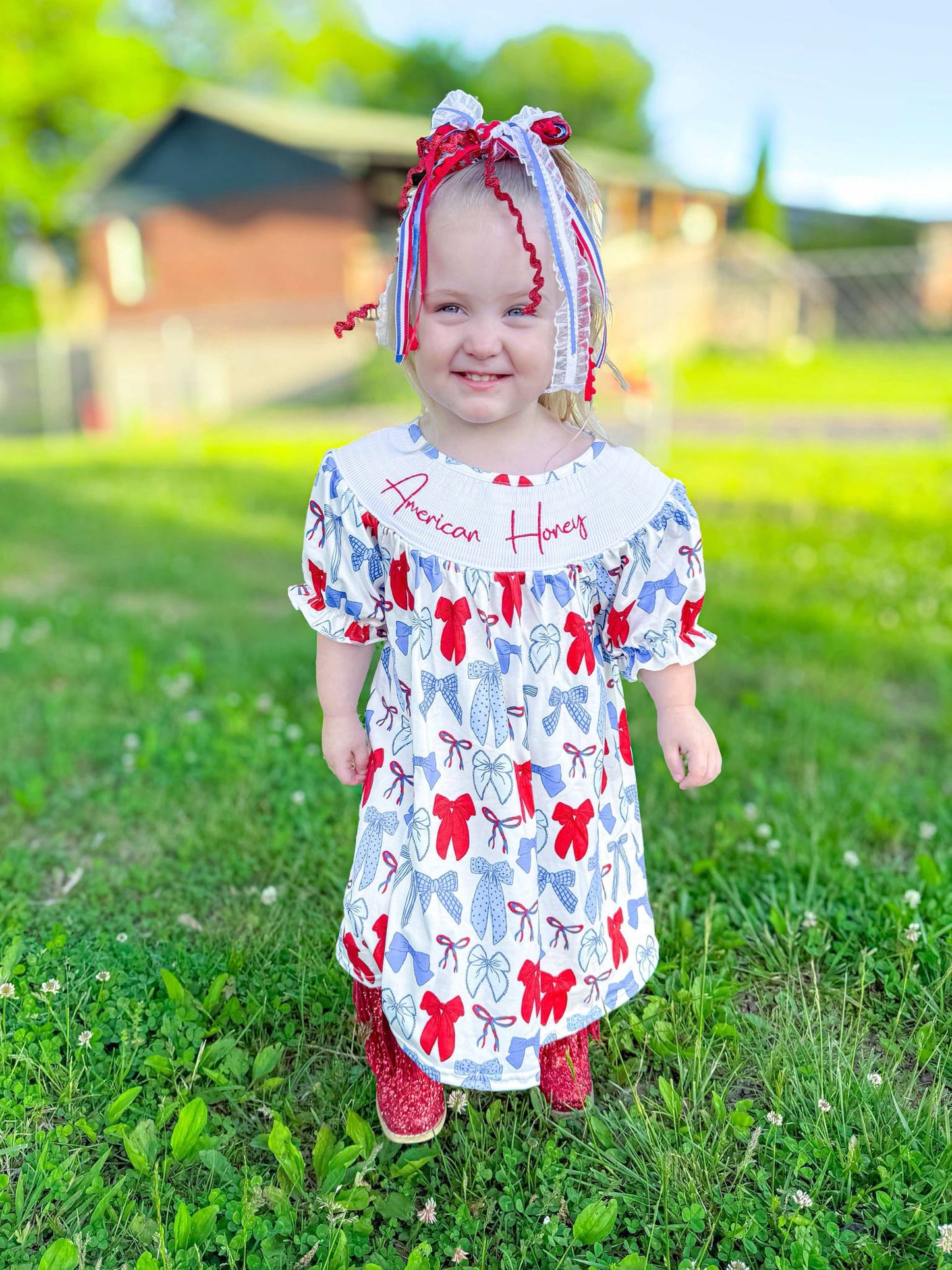 Smocked American honey bows Dress