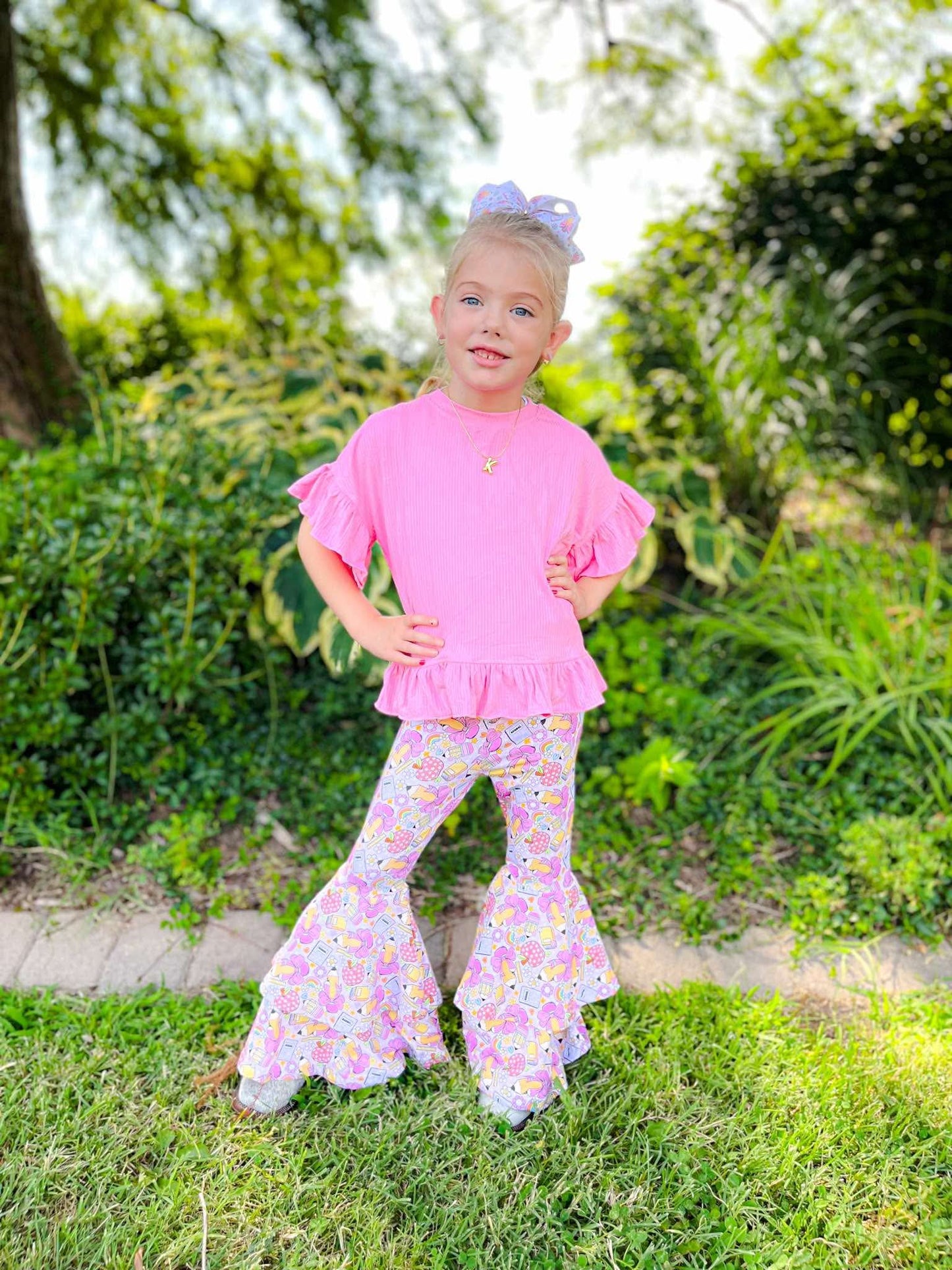 Bubblegum pink ruffle top