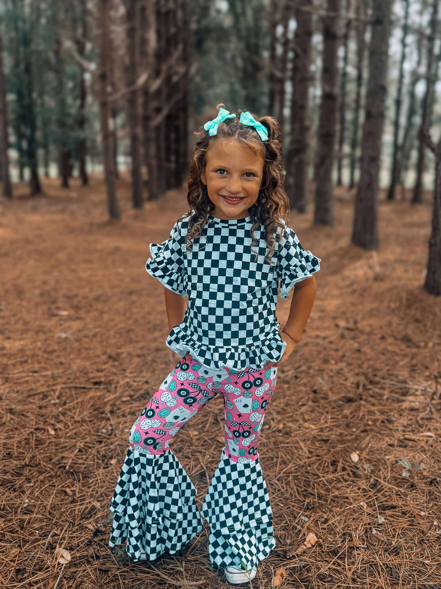 Race Ya checkered ruffle top