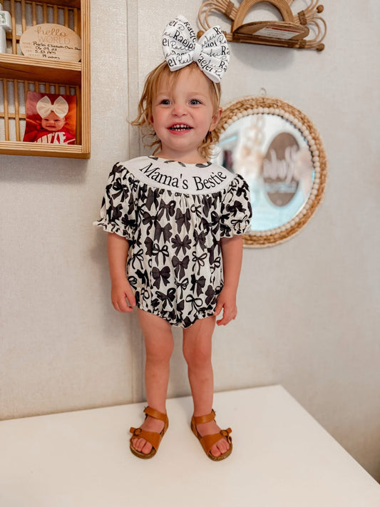 Smocked bows mamas bestie romper