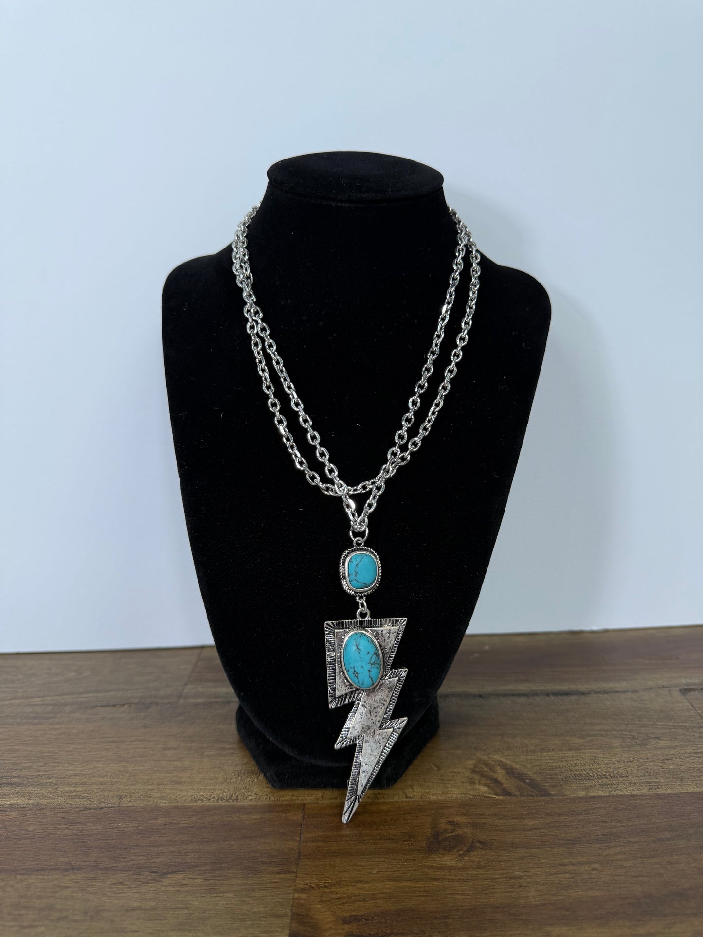 Large Lightning Bolt Stone Necklace