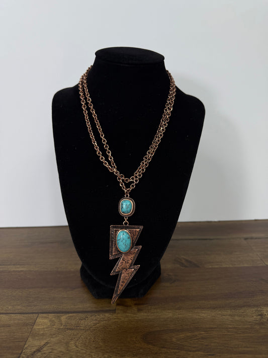 Large Lightning Bolt Stone Necklace