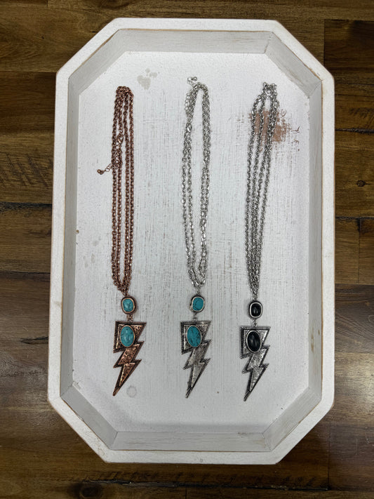 Large Lightning Bolt Stone Necklace