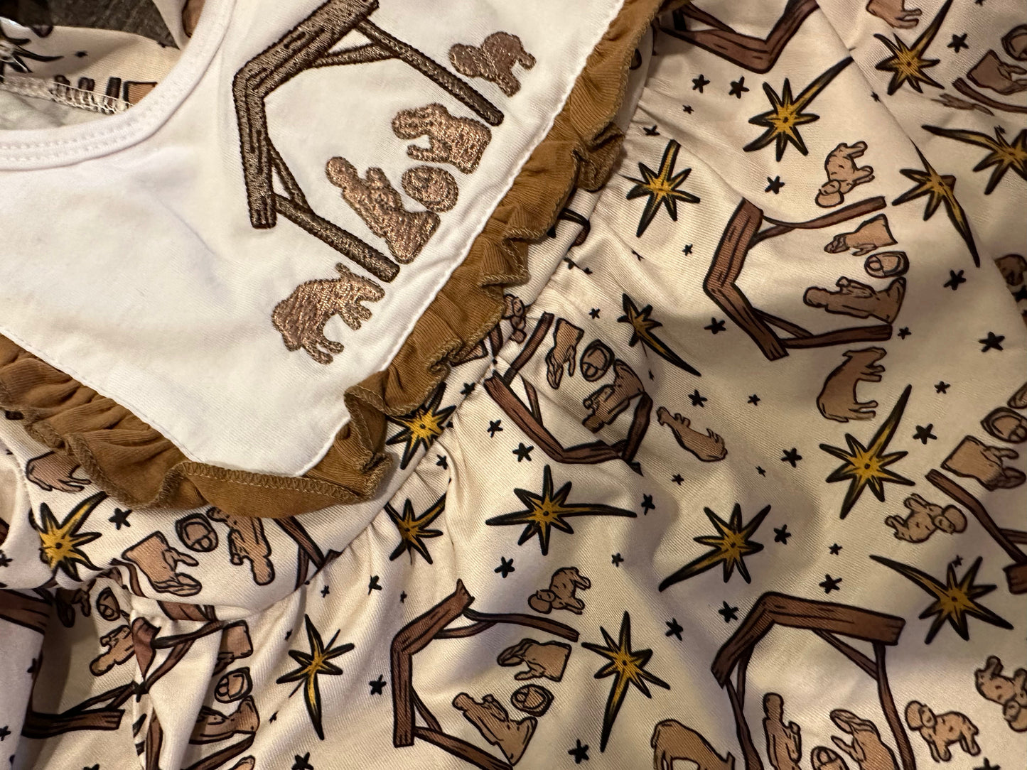 Nativity embroidery Romper