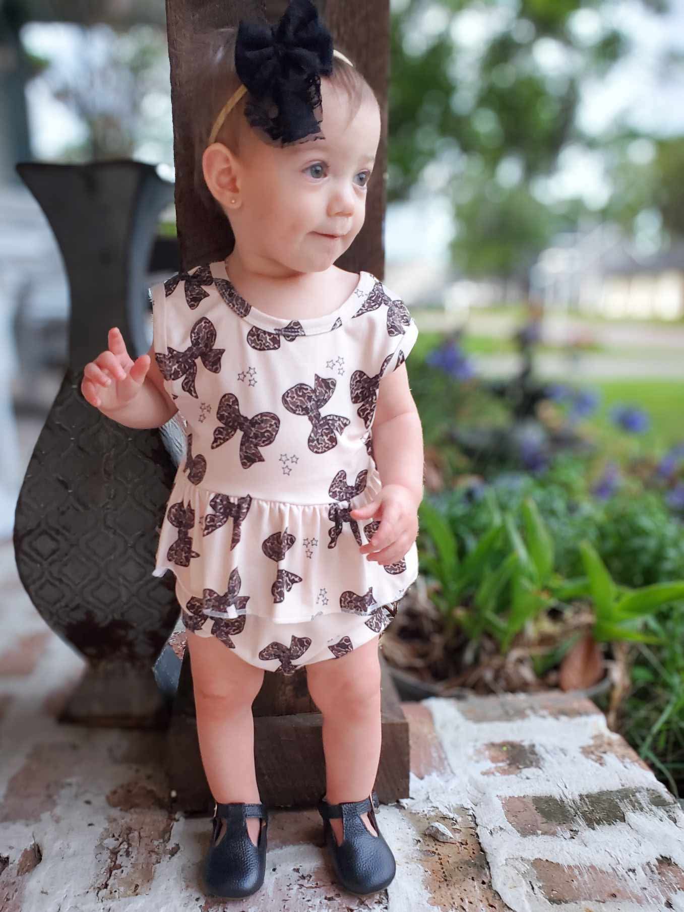 Camo bows peplum set