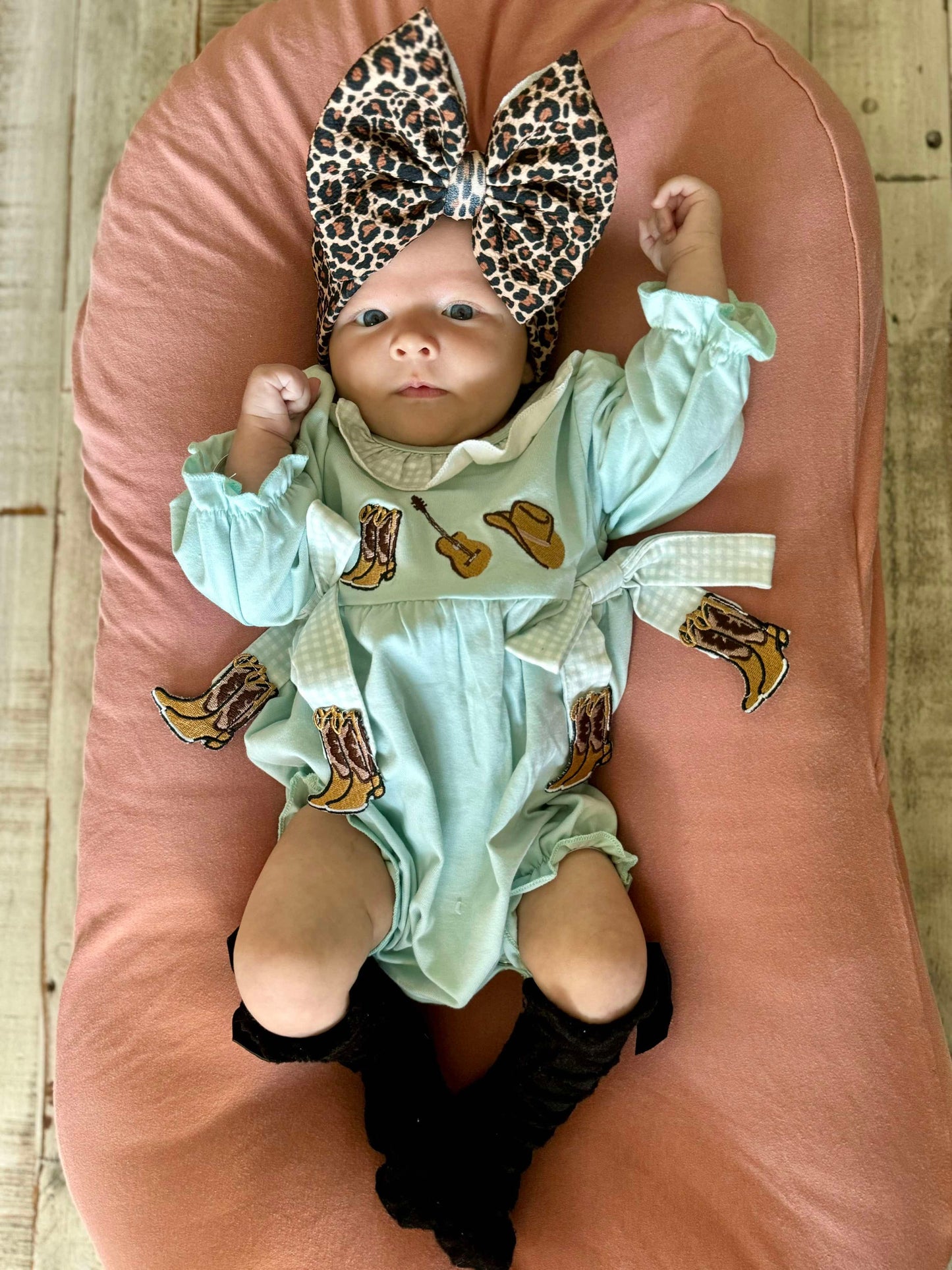 Boot scootin' Cutie smocked romper