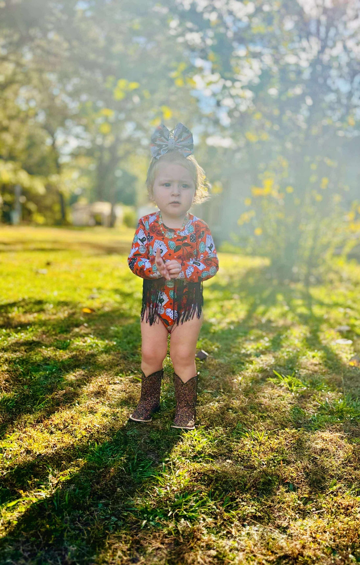 Haunted honky tonk fringe leo/top (FINAL SALE)