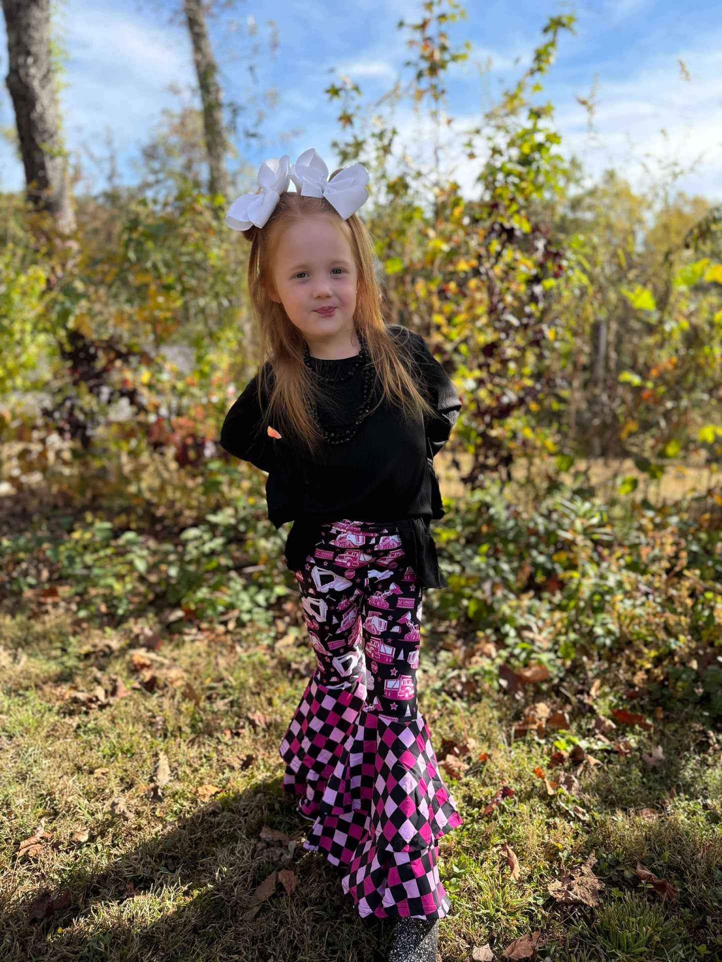 Pink Under Construction Double Bell Bottoms