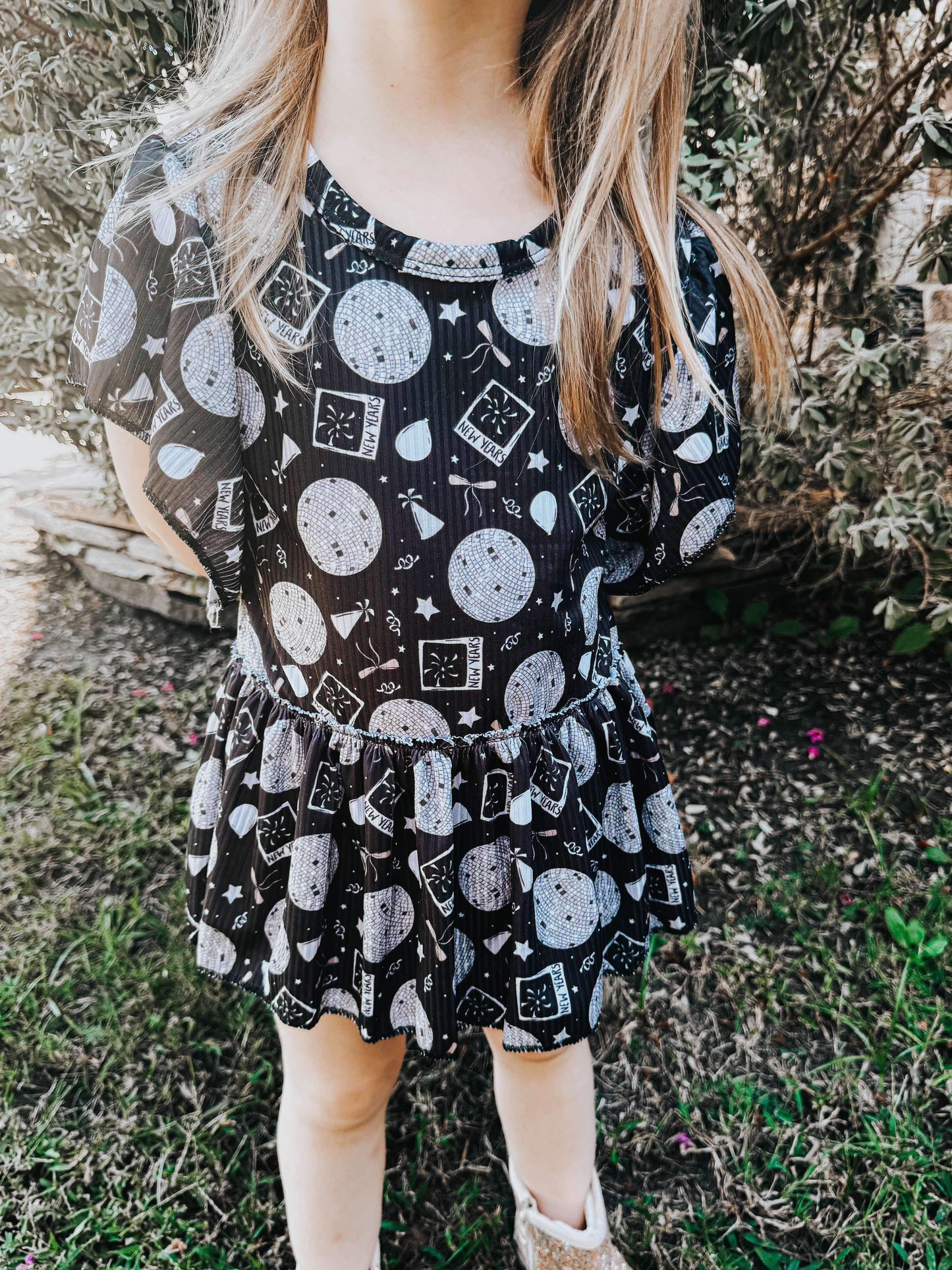 New year party ribbed skirted romper