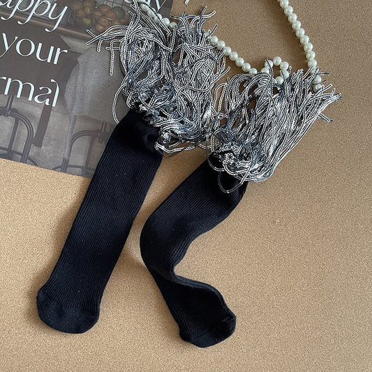 Sequin Tassle socks- black