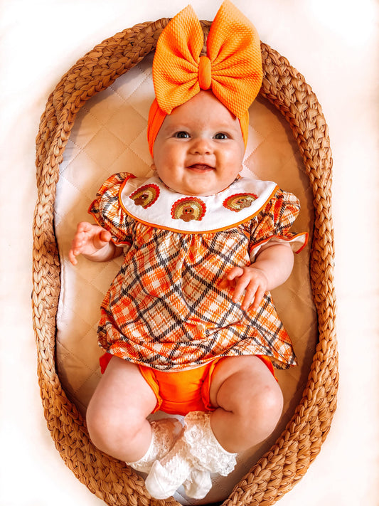 Orange Plaid Diaper Set (#11)