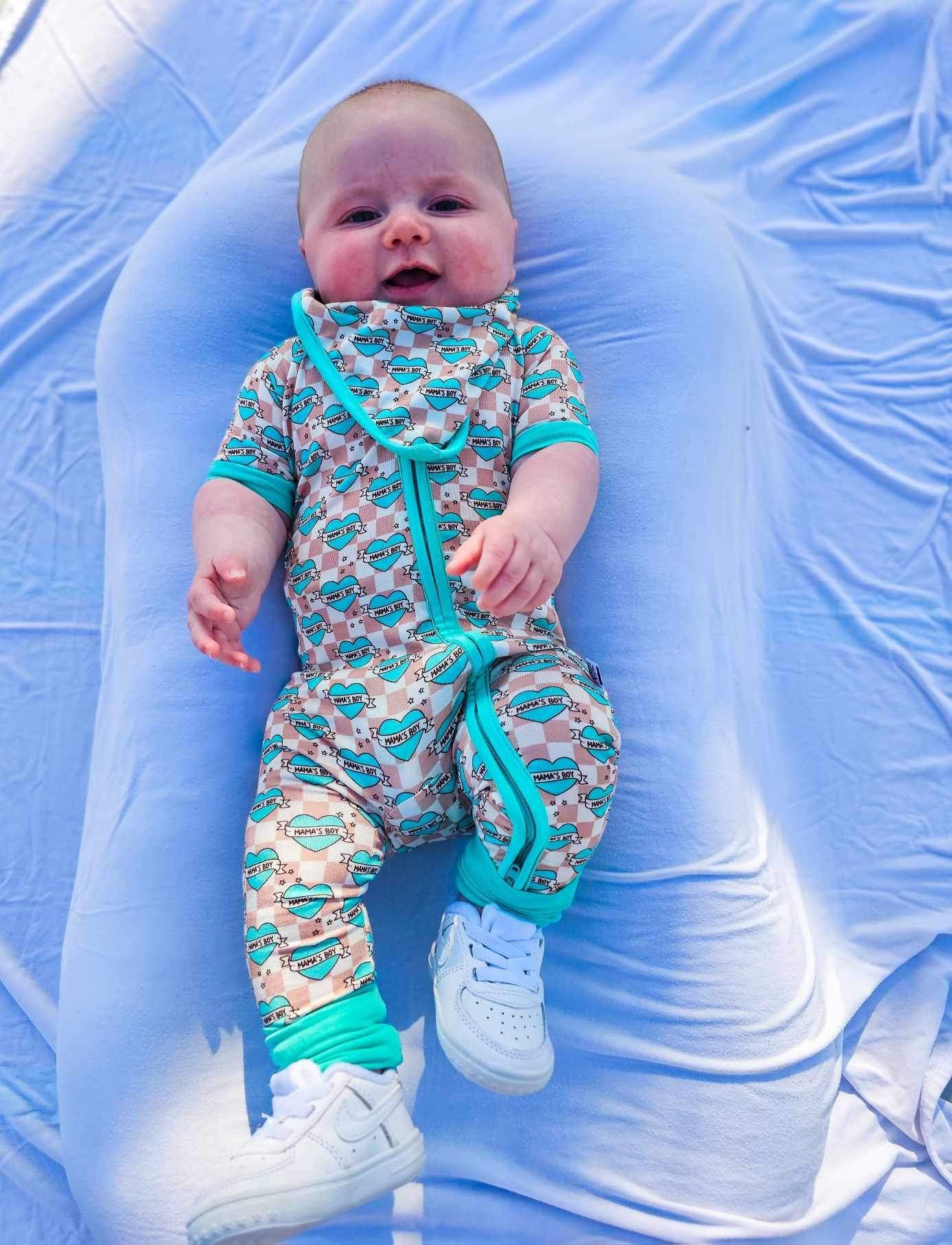 Checkered Mama's Boy Short Sleeve Bamboo Sleeper (FINAL SALE)