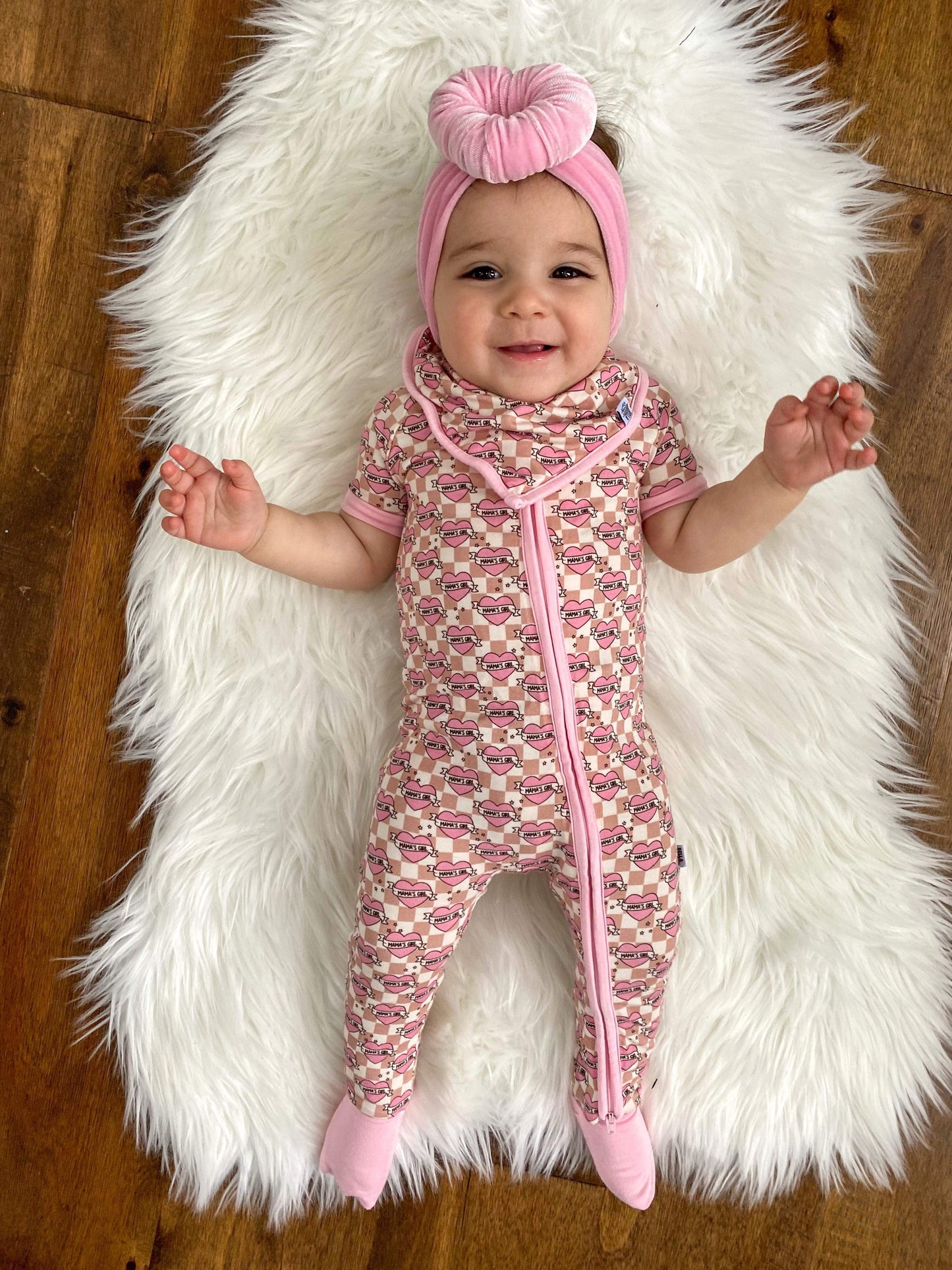 Checkered Mama's Girl Short Sleeve Bamboo Sleeper (FINAL SALE)