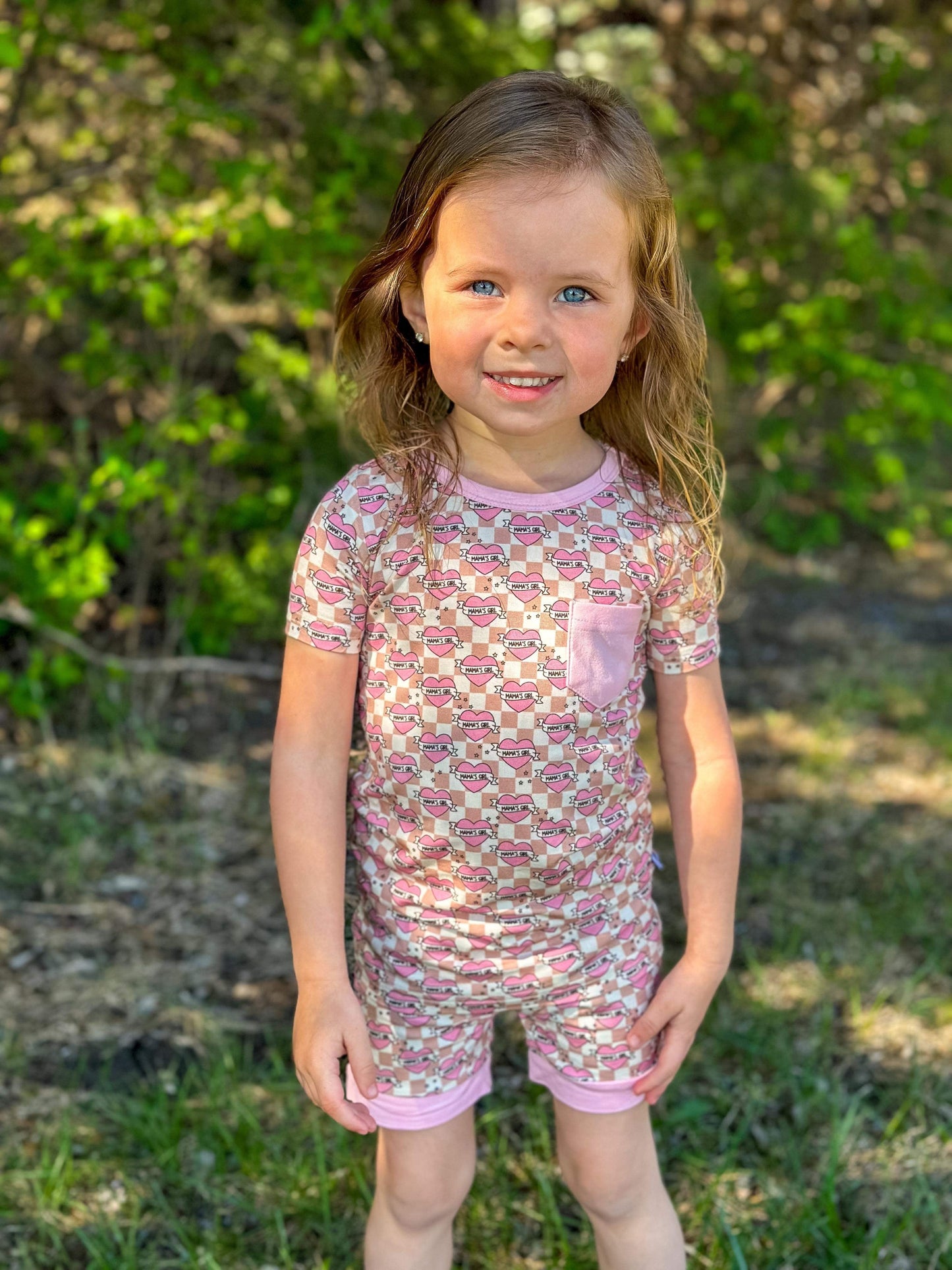 Checkered Mama's Girl Bamboo Short Set (FINAL SALE)