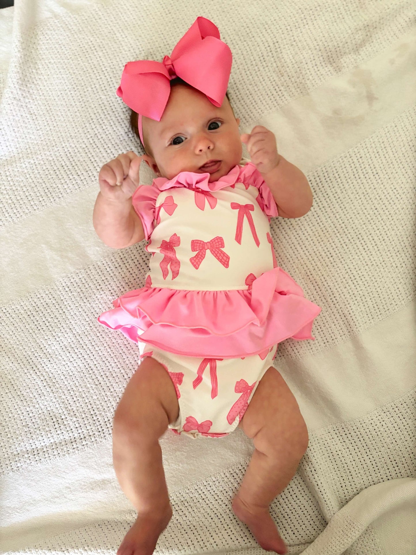 Pink Bows Ruffled Swim Suit (FINAL SALE)