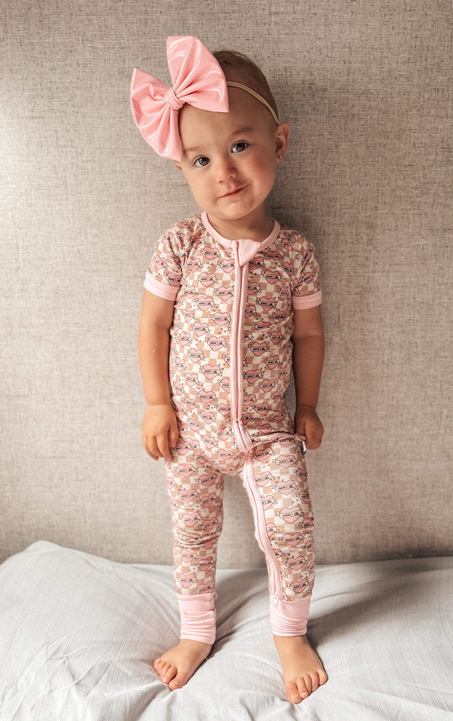 Checkered Mama's Girl Short Sleeve Bamboo Sleeper (FINAL SALE)