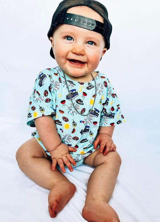 On The Pontoon Oversized Bamboo Romper (FINAL SALE)