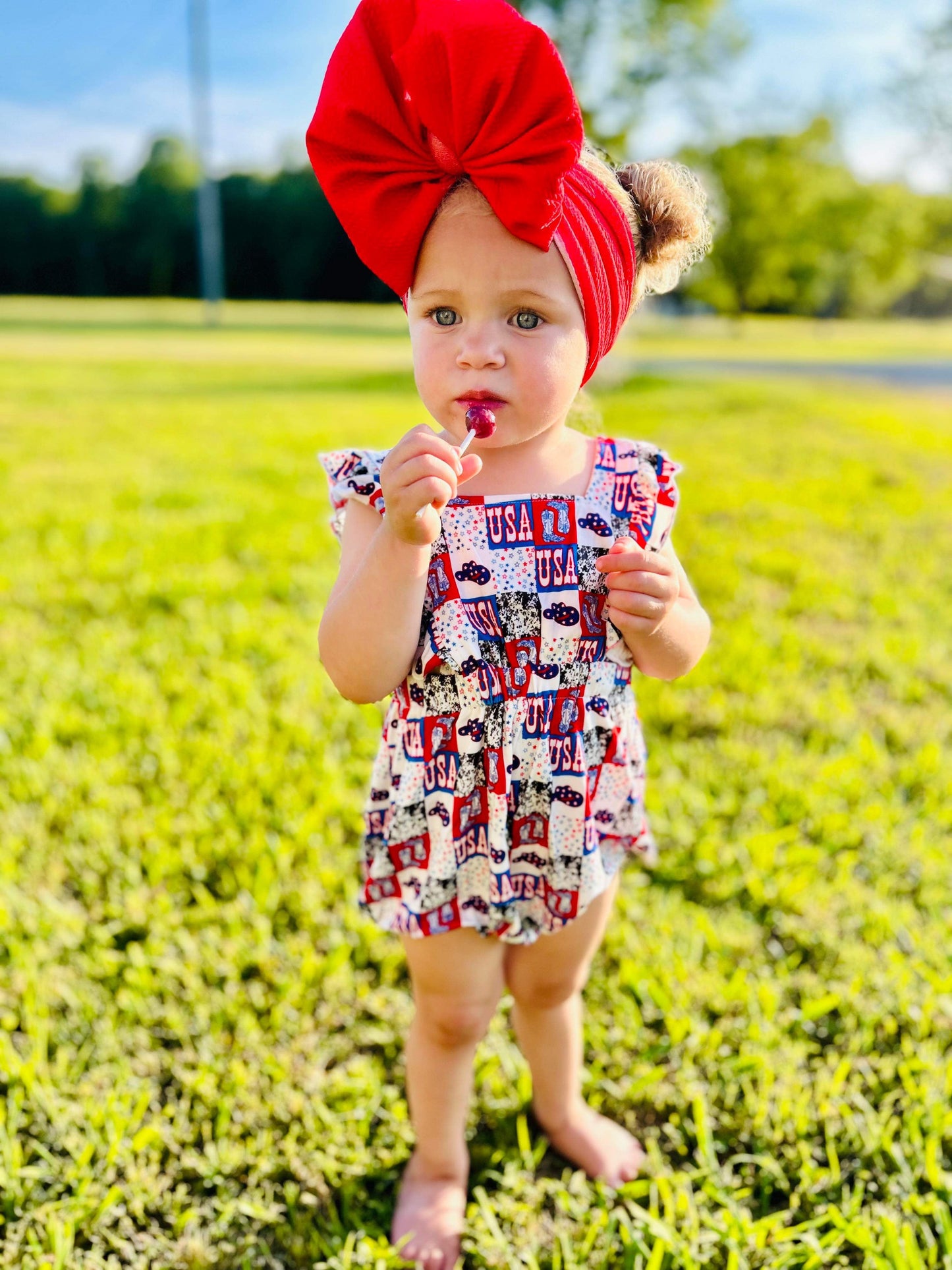 Western USA Ruffle Bamboo Romper (FINAL SALE)