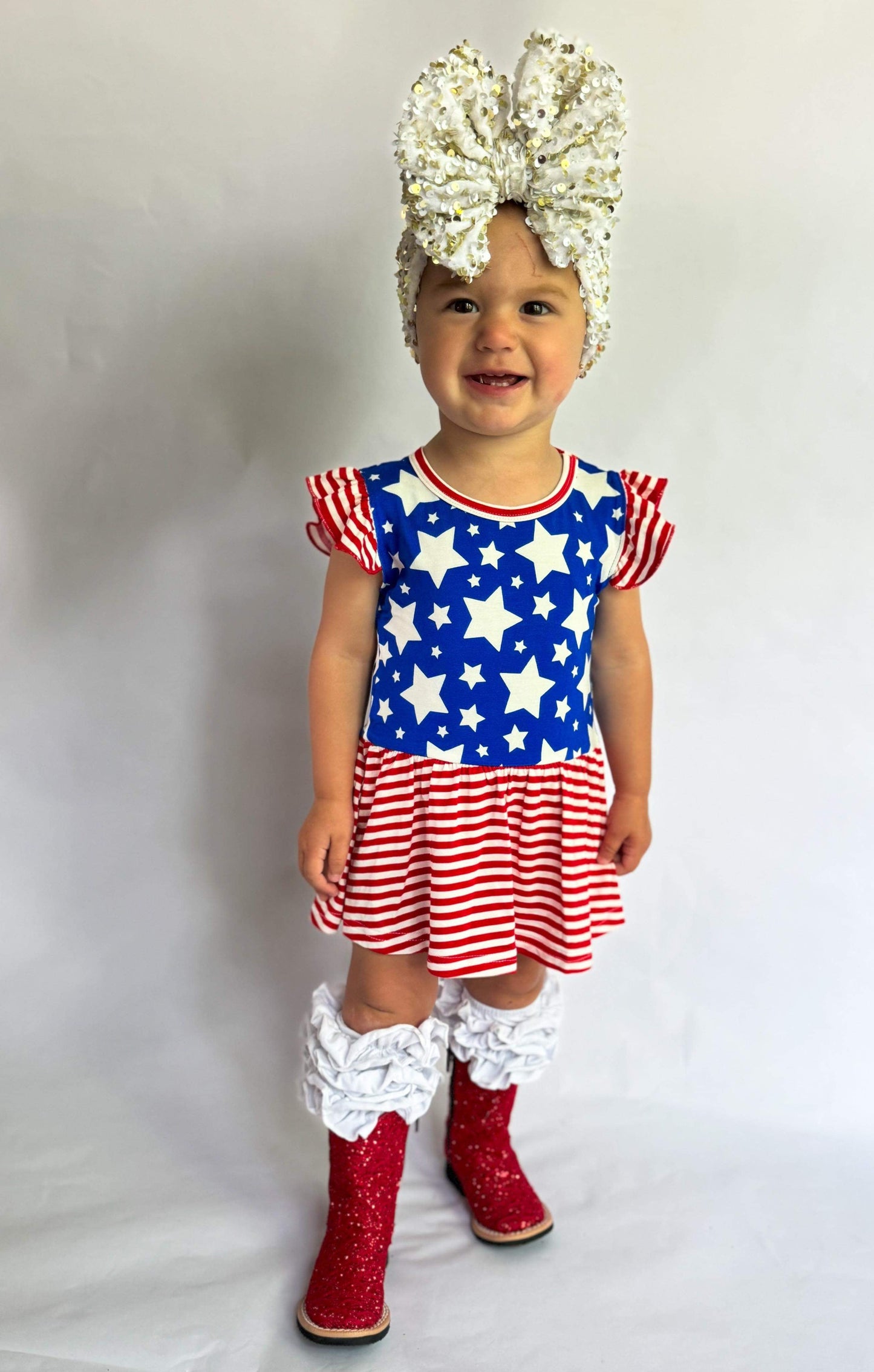 Star Spangled Cutie Bamboo Skirted Romper (FINAL SALE)
