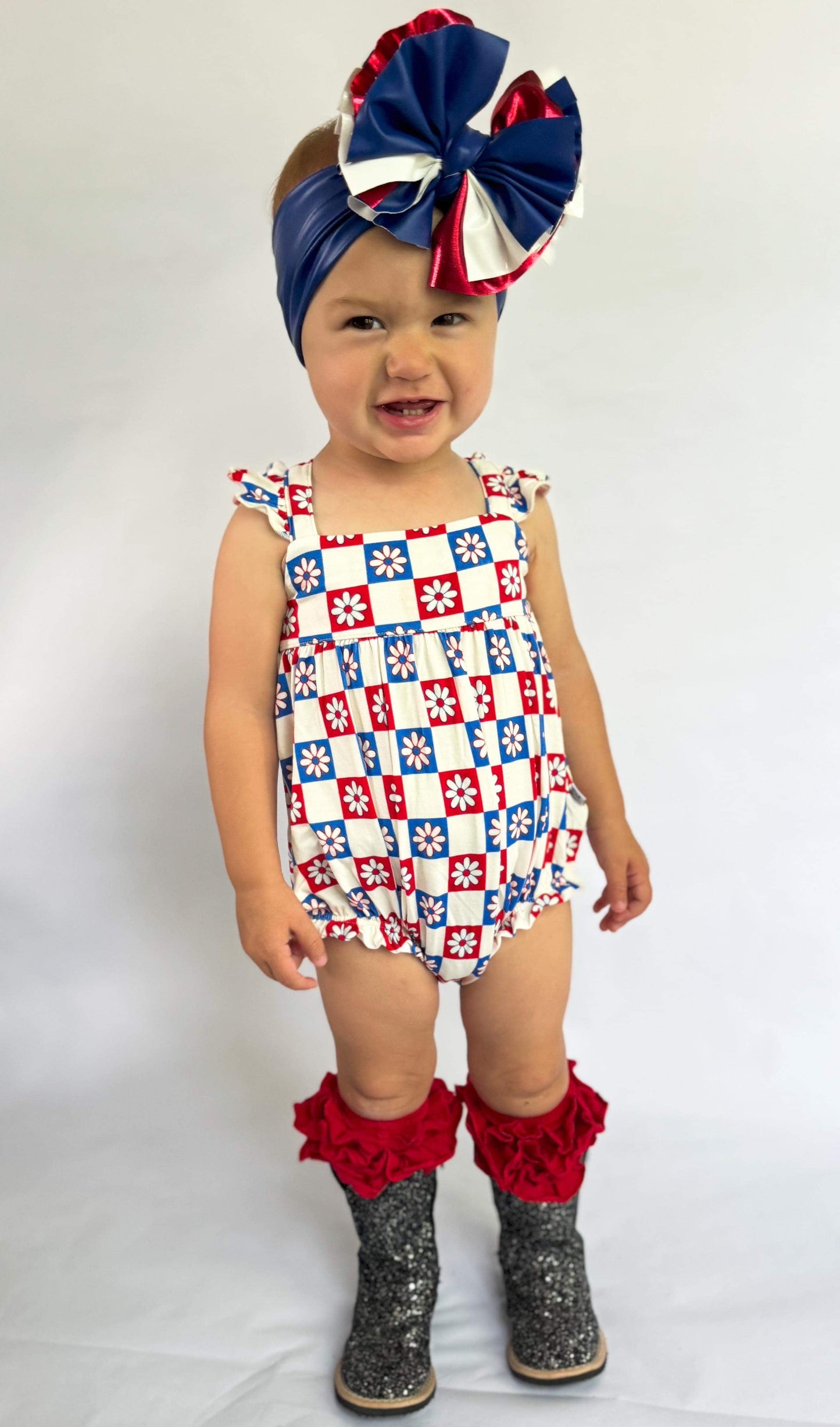 Patriotic Checkered Bamboo Romper (FINAL SALE)