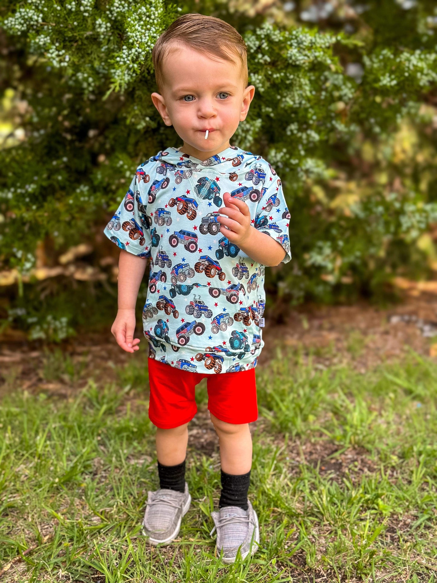 Red, White & Vroooom Bamboo Hooded Top (FINAL SALE)