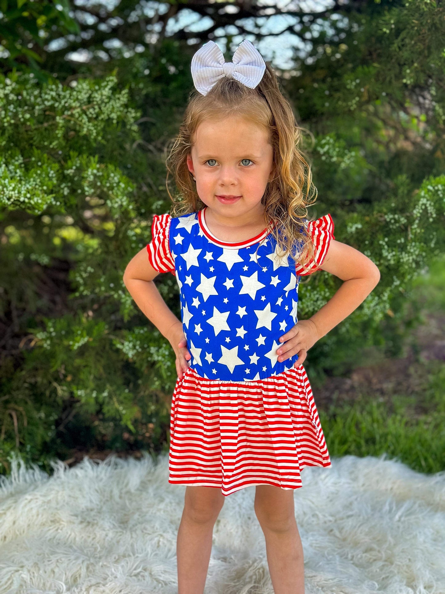 Star Spangled Cutie Bamboo Skirted Romper (FINAL SALE)