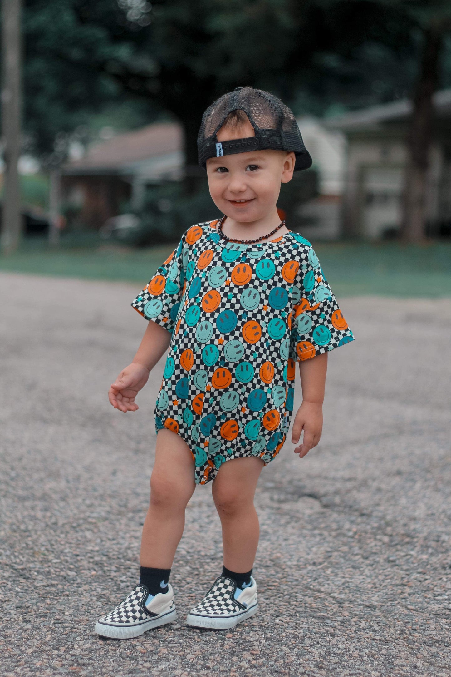 Happy Checks Oversized Bamboo Romper (FINAL SALE)
