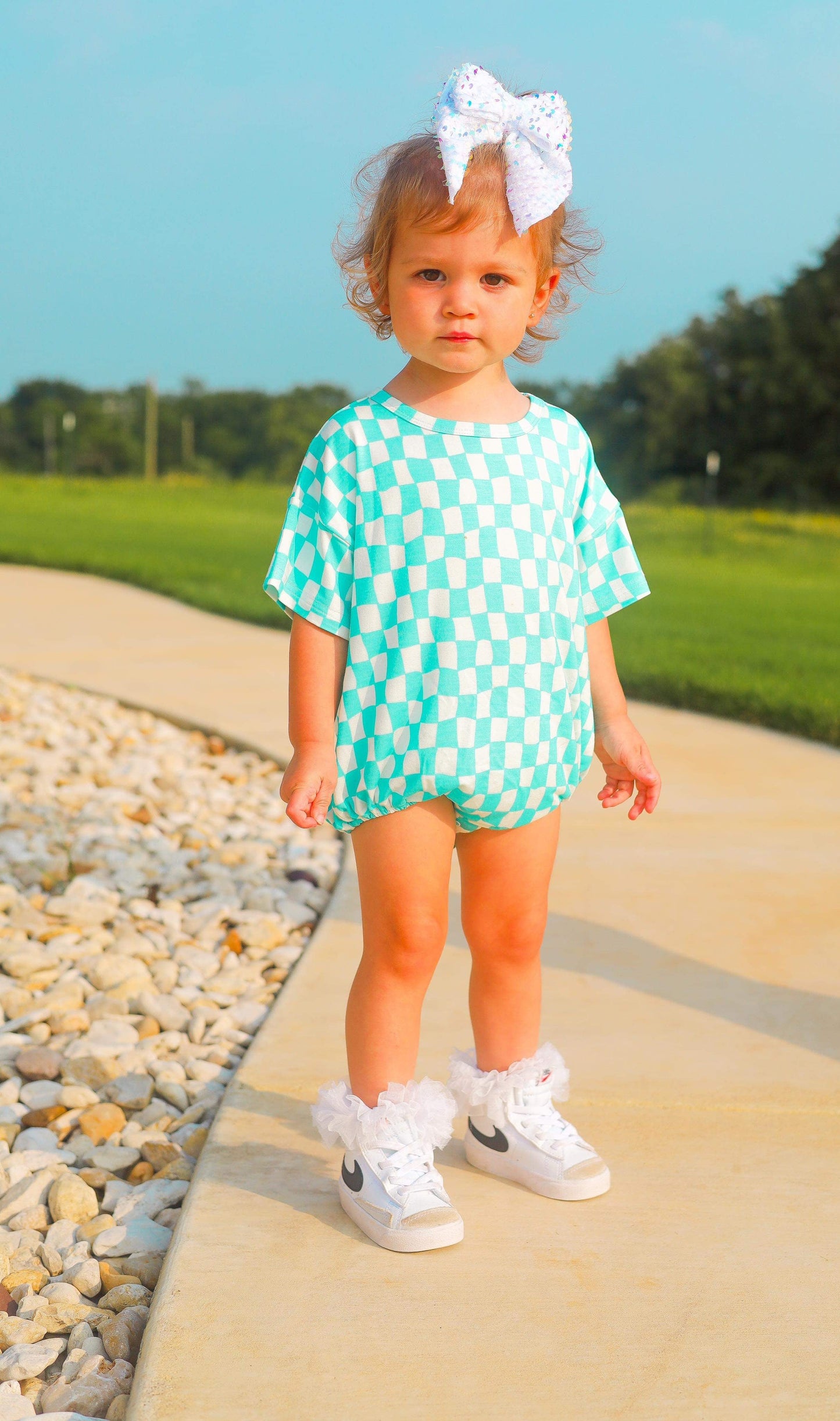 Wavy Checks Oversized Bamboo Romper (FINAL SALE)