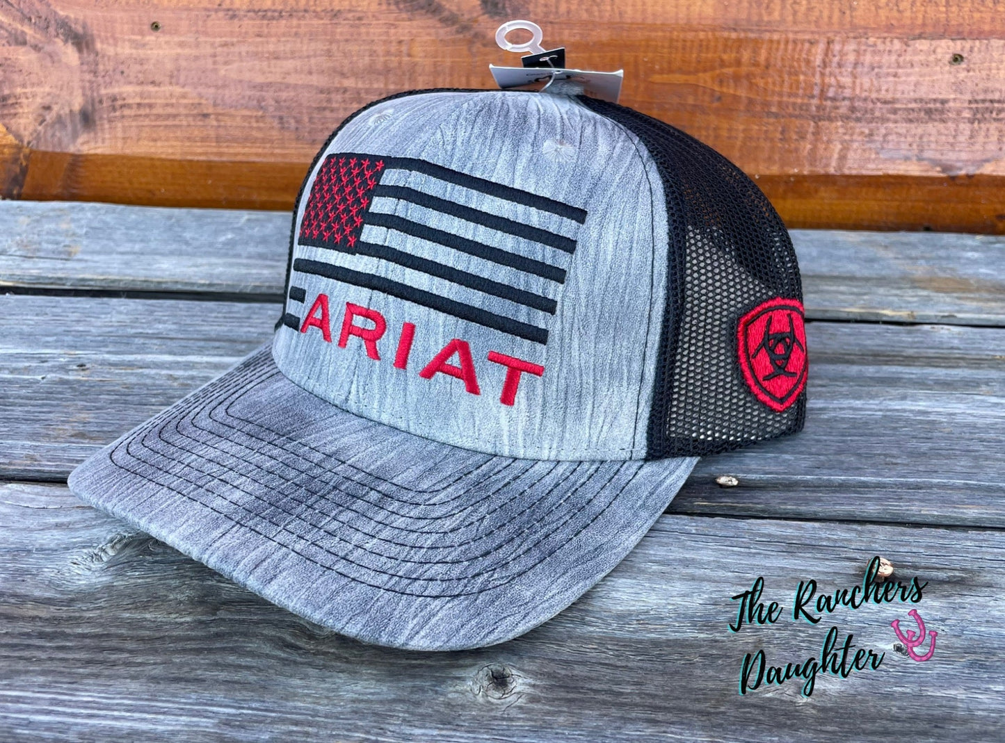 Ariat Men's Grey Flag Ball Cap