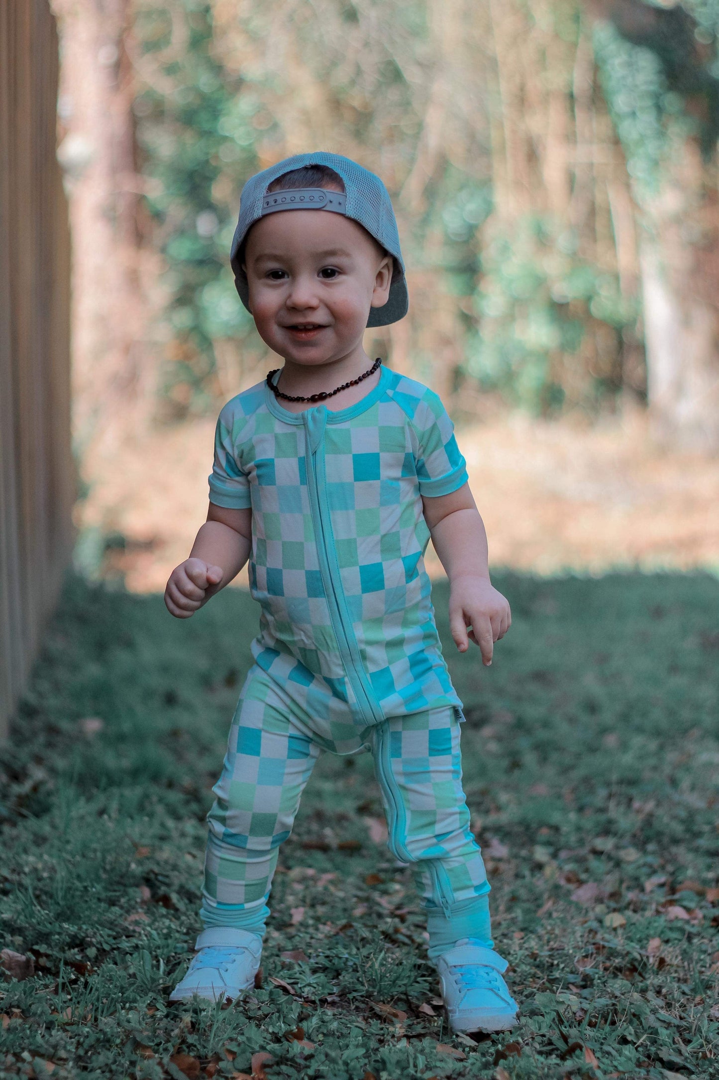 Ocean Checks Bamboo Short Sleeve Sleeper (FINAL SALE)