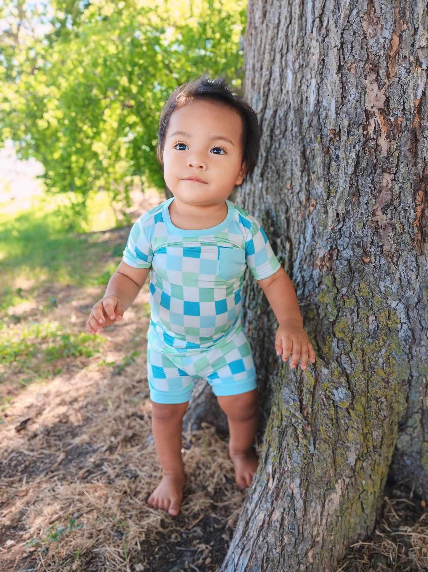 Ocean Checks Bamboo Short Set (FINAL SALE)