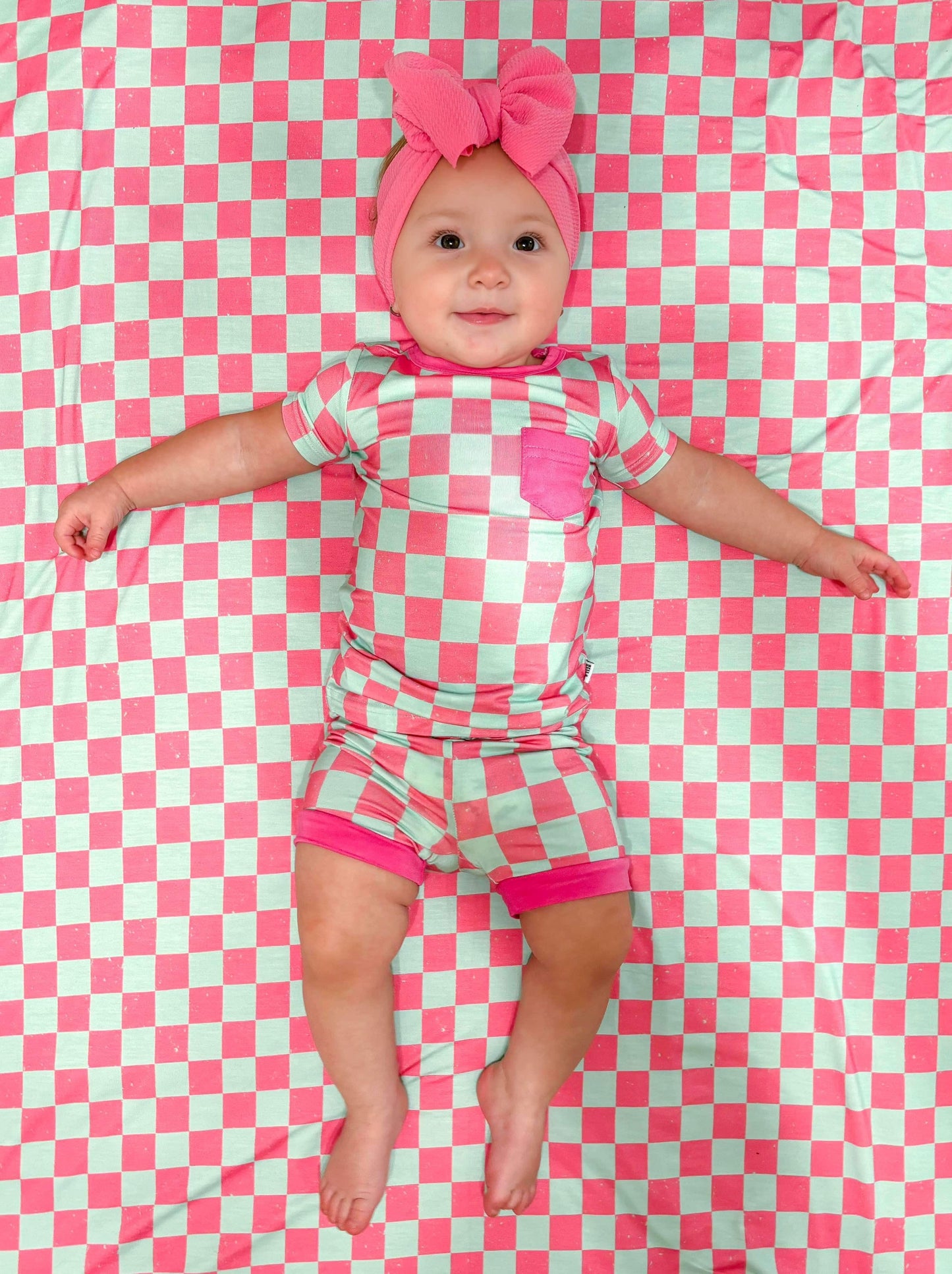 Bubblegum Checks Bamboo Short Set (FINAL SALE)