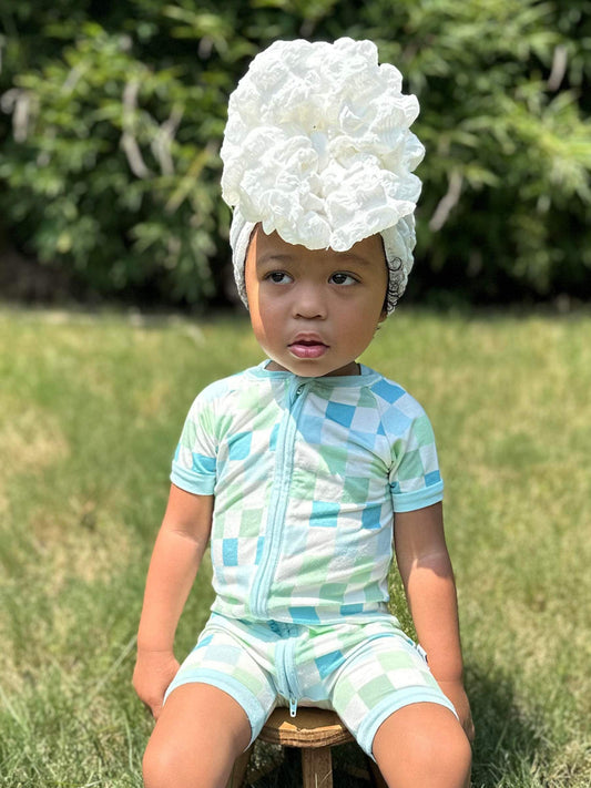 Ocean Checks Bamboo Shortie Romper (FINAL SALE)