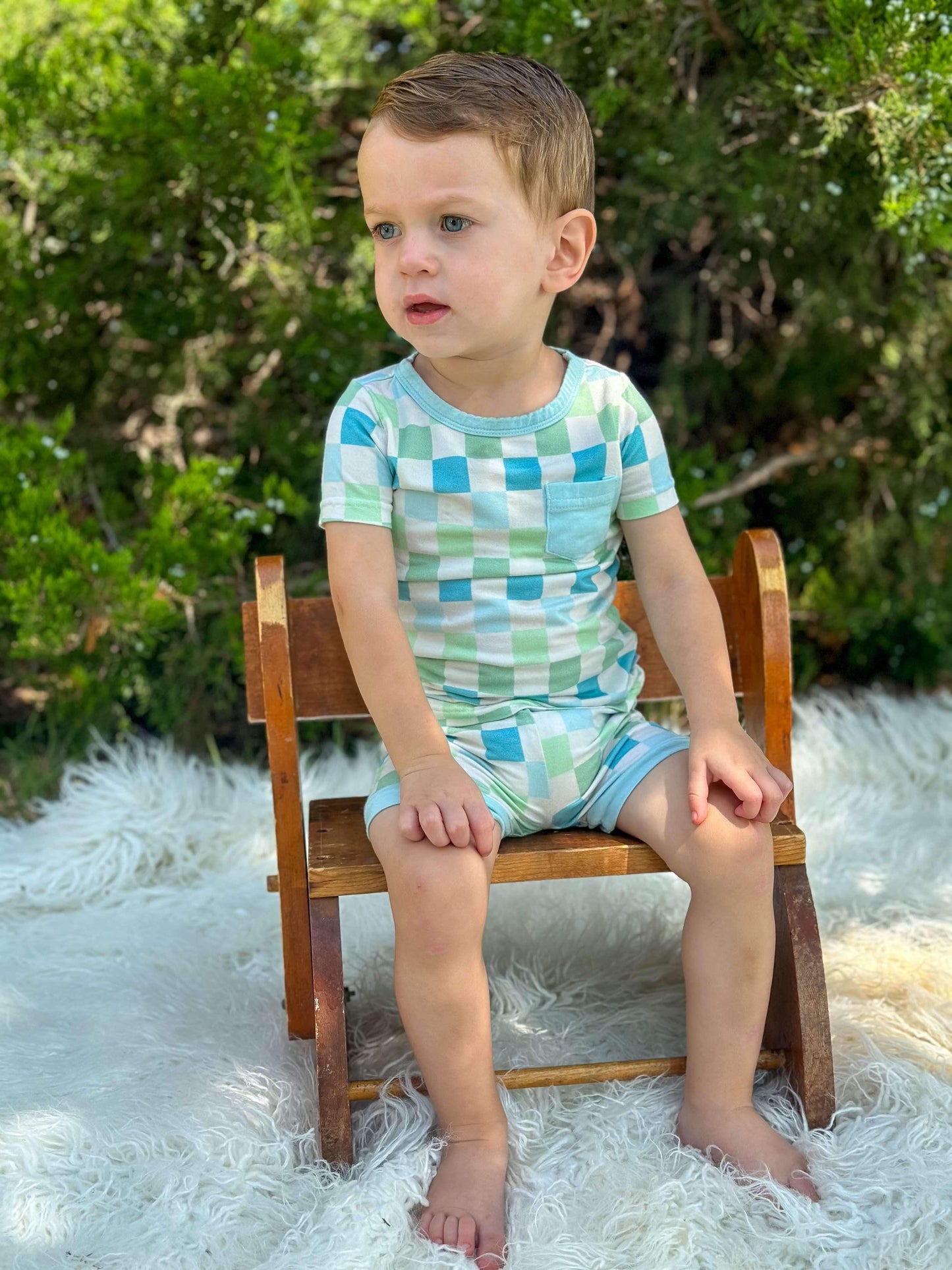 Ocean Checks Bamboo Short Set (FINAL SALE)