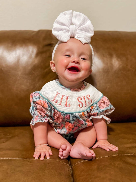 Smocked lil sis romper