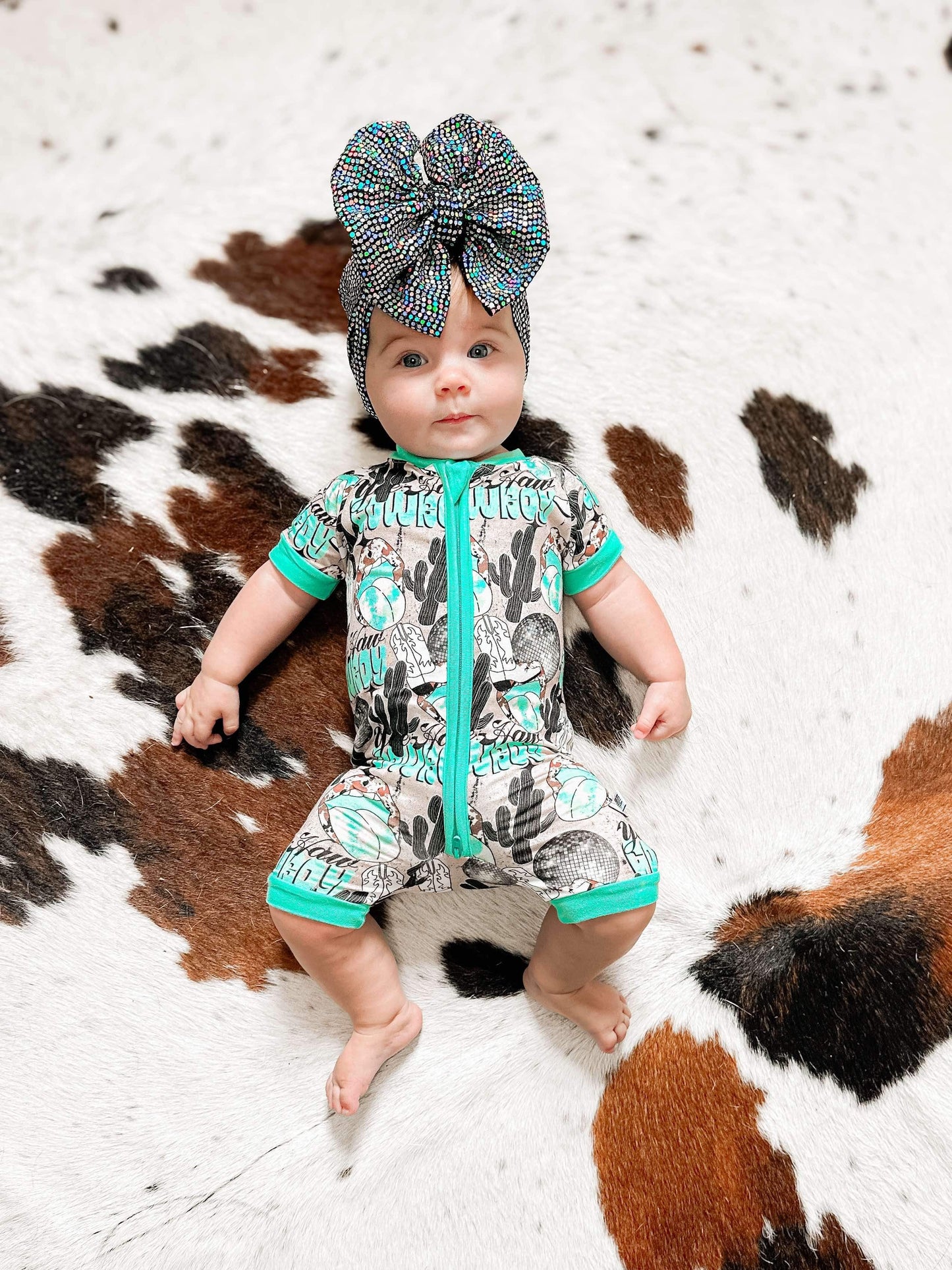 Yeehaw Cowboy Bamboo Shortie Romper (FINAL SALE)